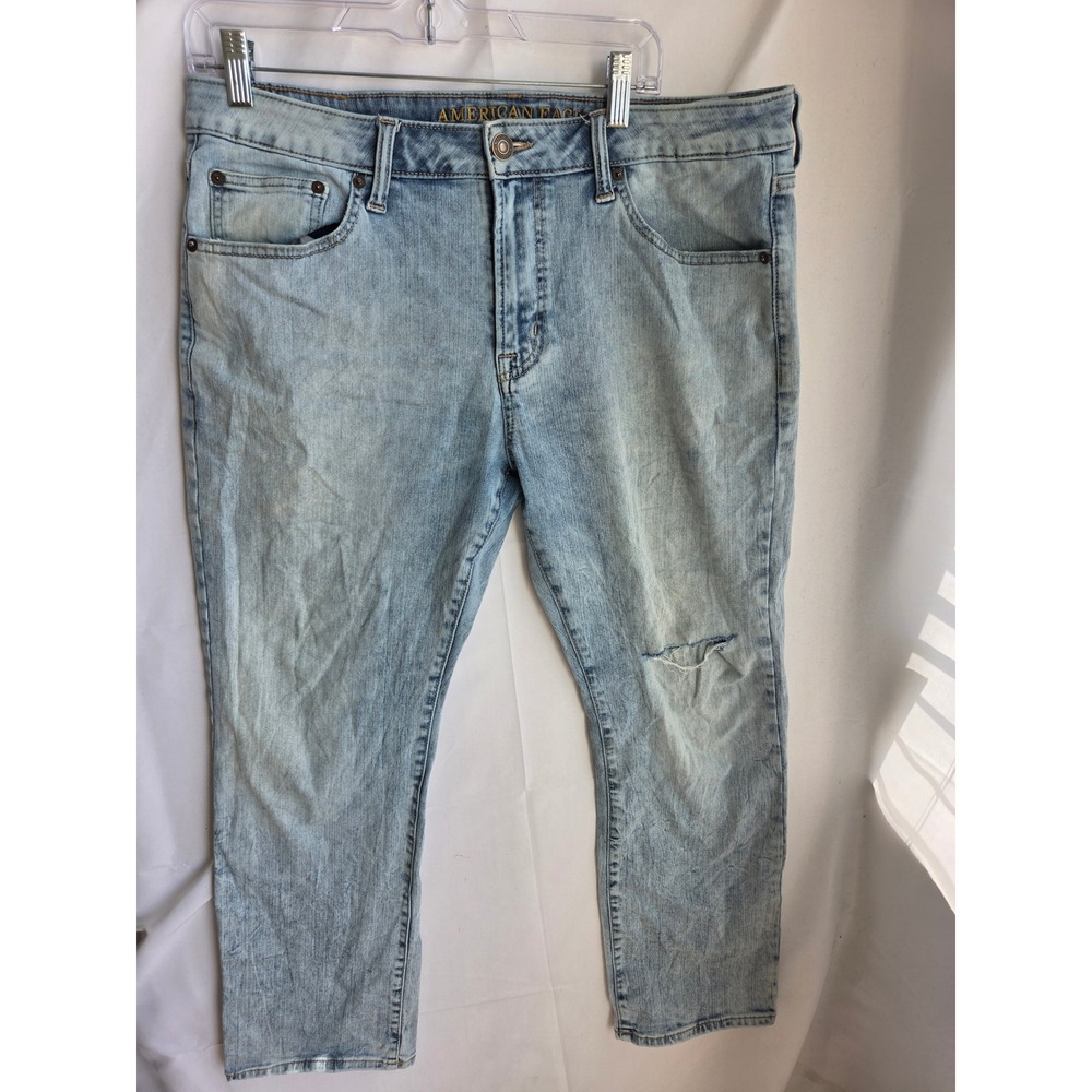 American Eagle Original Straight Jeans Mens  Blue Light Wash Straight Mid